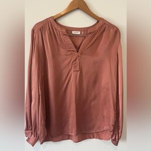 Gerry Weber 100% Silk Blouse Size 12 US – Dusty Rose Pink Long Sleeve